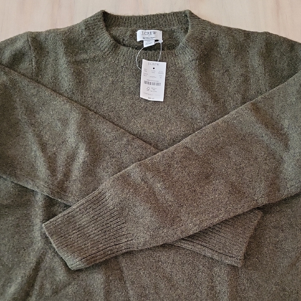 J. Crew Women's Olive Green Crewneck Sweater Size M Brand New With Tags